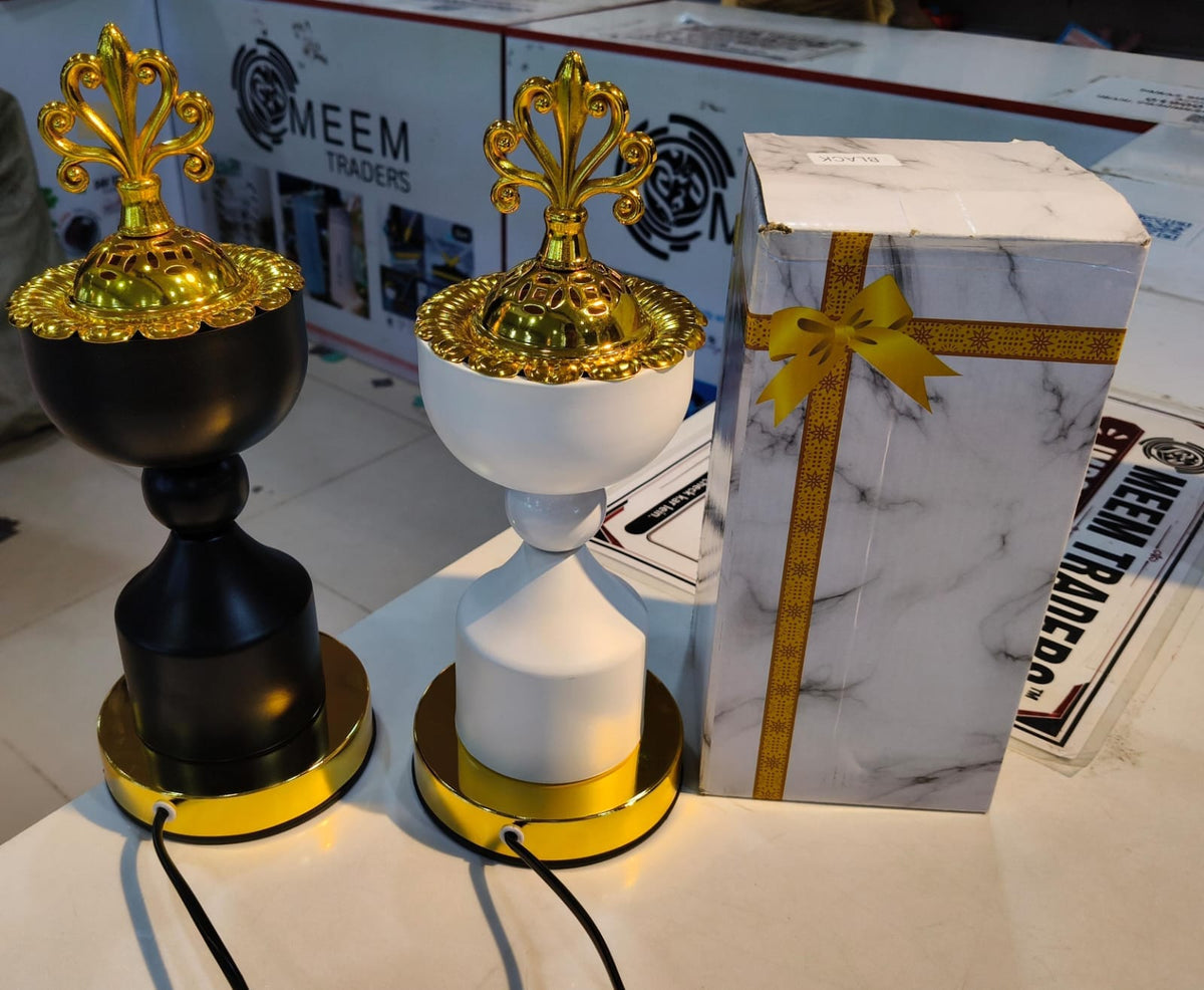 Luxury Electric Bakhoor Incense Burner – Gold Crown Lid | Gift Box