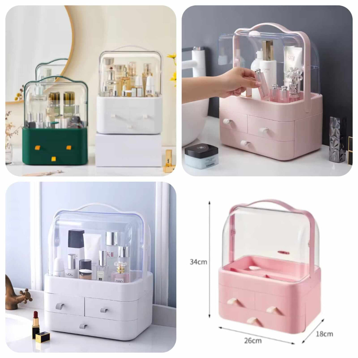 Dustproof Makeup & Skincare Organizer Box with Drawers