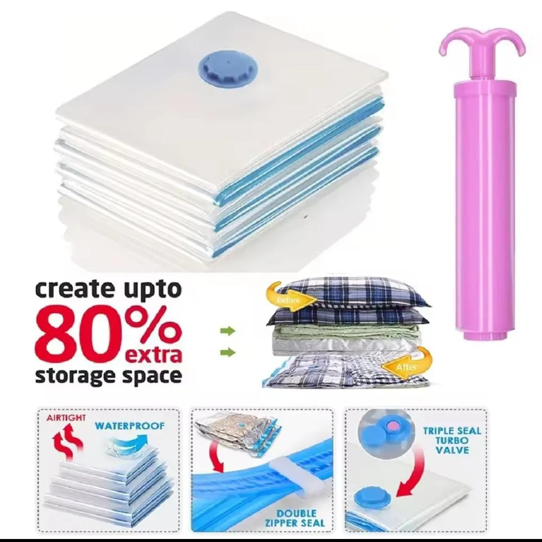 Vacuum Storage Bags with Hand Pump – Save Up to 80% Space