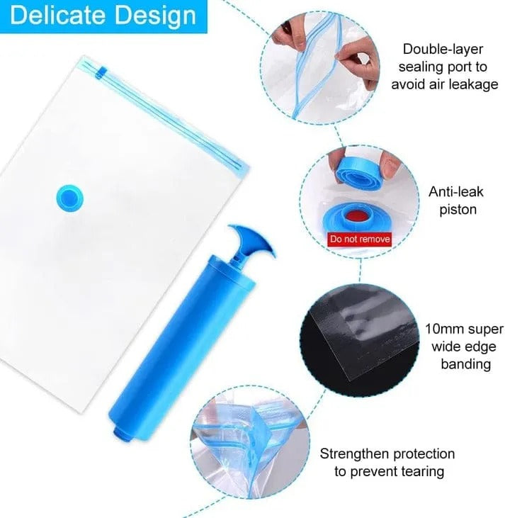 Vacuum Storage Bags with Hand Pump – Save Up to 80% Space